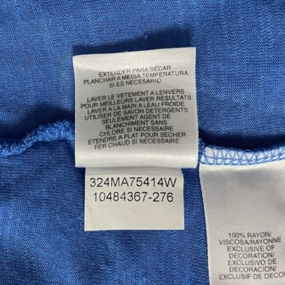 NINE WEST XXL Rayon V-Neck Tunic Top Blue Soft Subtle Fringe Detail Plus Size - Picture 8 of 10